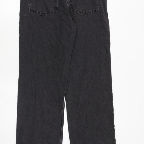 H&M Womens Black Cotton Straight Jeans Size 14 Regular Zip