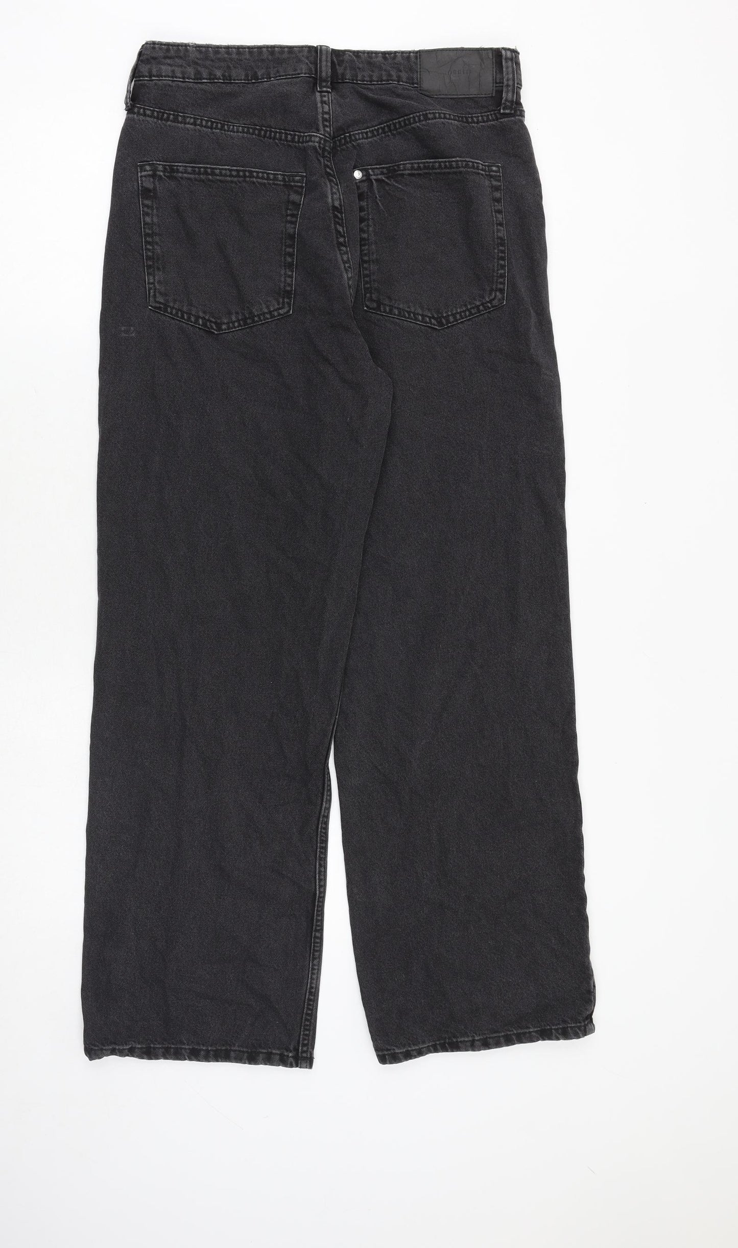 H&M Womens Black Cotton Straight Jeans Size 14 Regular Zip