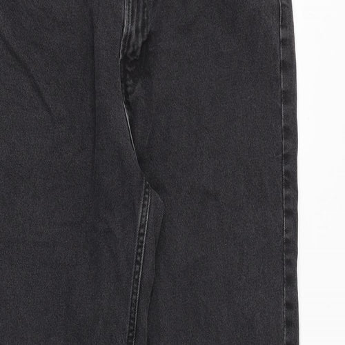 H&M Womens Black Cotton Straight Jeans Size 14 Regular Zip