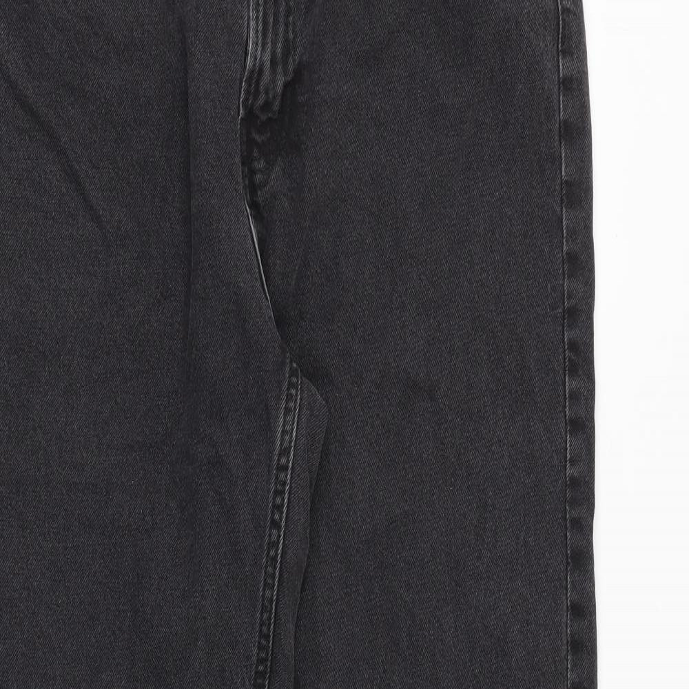 H&M Womens Black Cotton Straight Jeans Size 14 Regular Zip