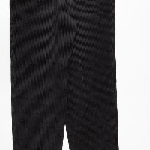 St Michael Mens Black Cotton Trousers Size 34 in Regular Zip