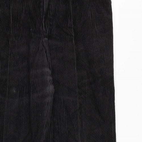 St Michael Mens Black Cotton Trousers Size 34 in Regular Zip