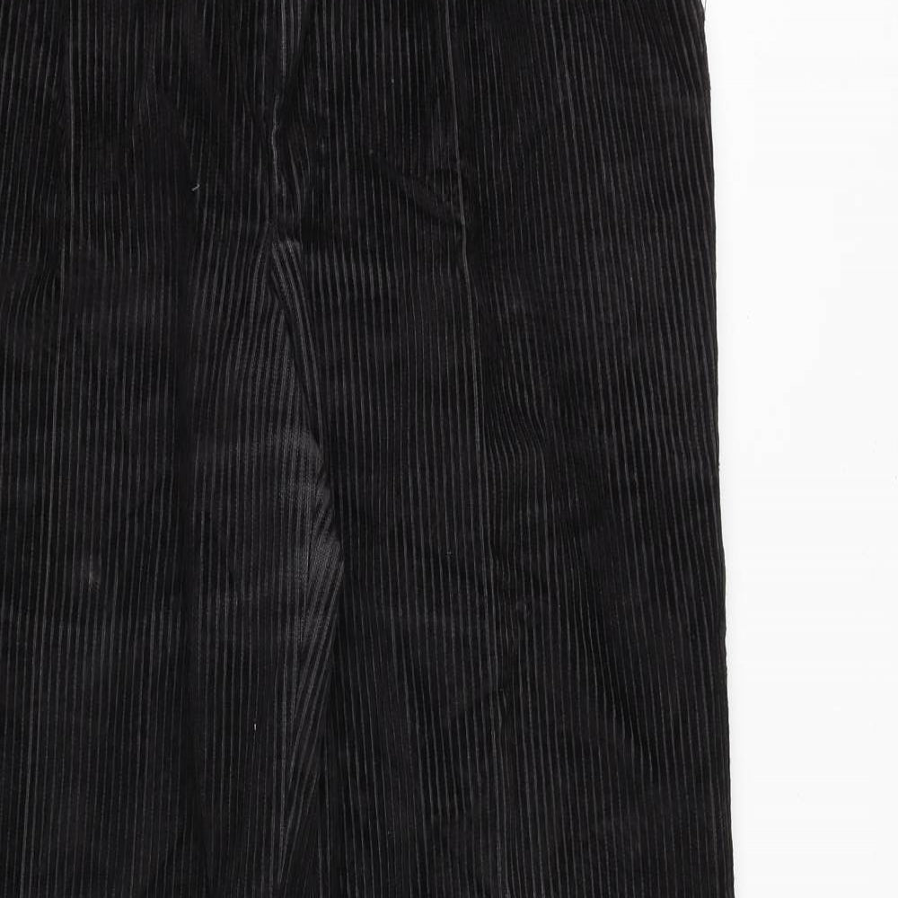 St Michael Mens Black Cotton Trousers Size 34 in Regular Zip