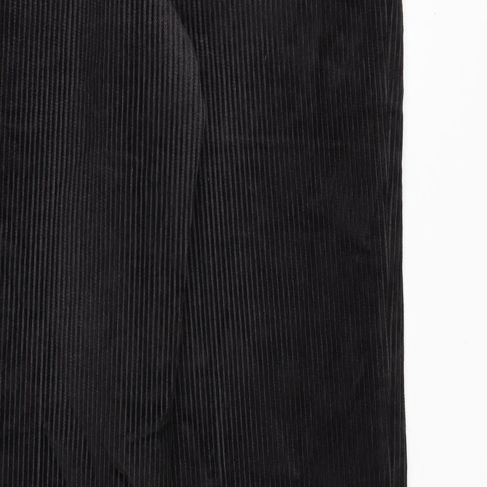 St Michael Mens Black Cotton Trousers Size 34 in Regular Zip