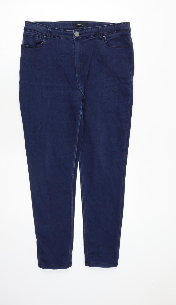 Per Una Womens Blue Polyester Skinny Jeans Size 34 in Regular Zip