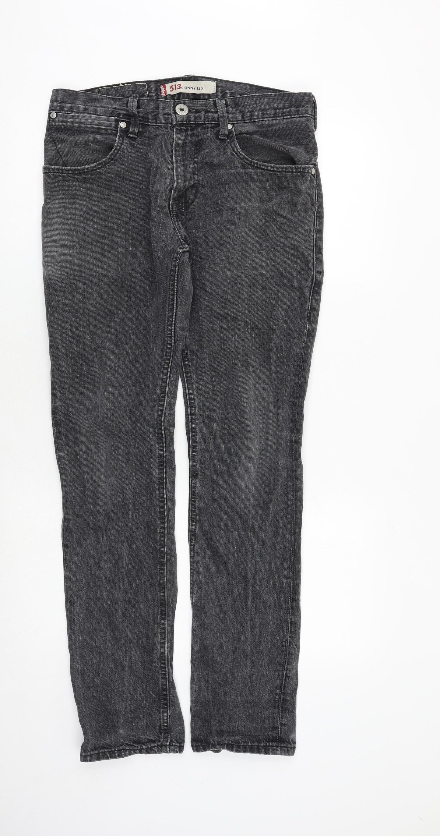 Levi's Mens Grey Cotton Skinny Jeans Size 32 in Regular Button