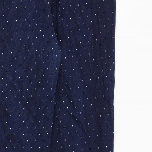 Marks and Spencer Womens Blue Geometric Cotton Skinny Jeans Size 12 Regular Zip