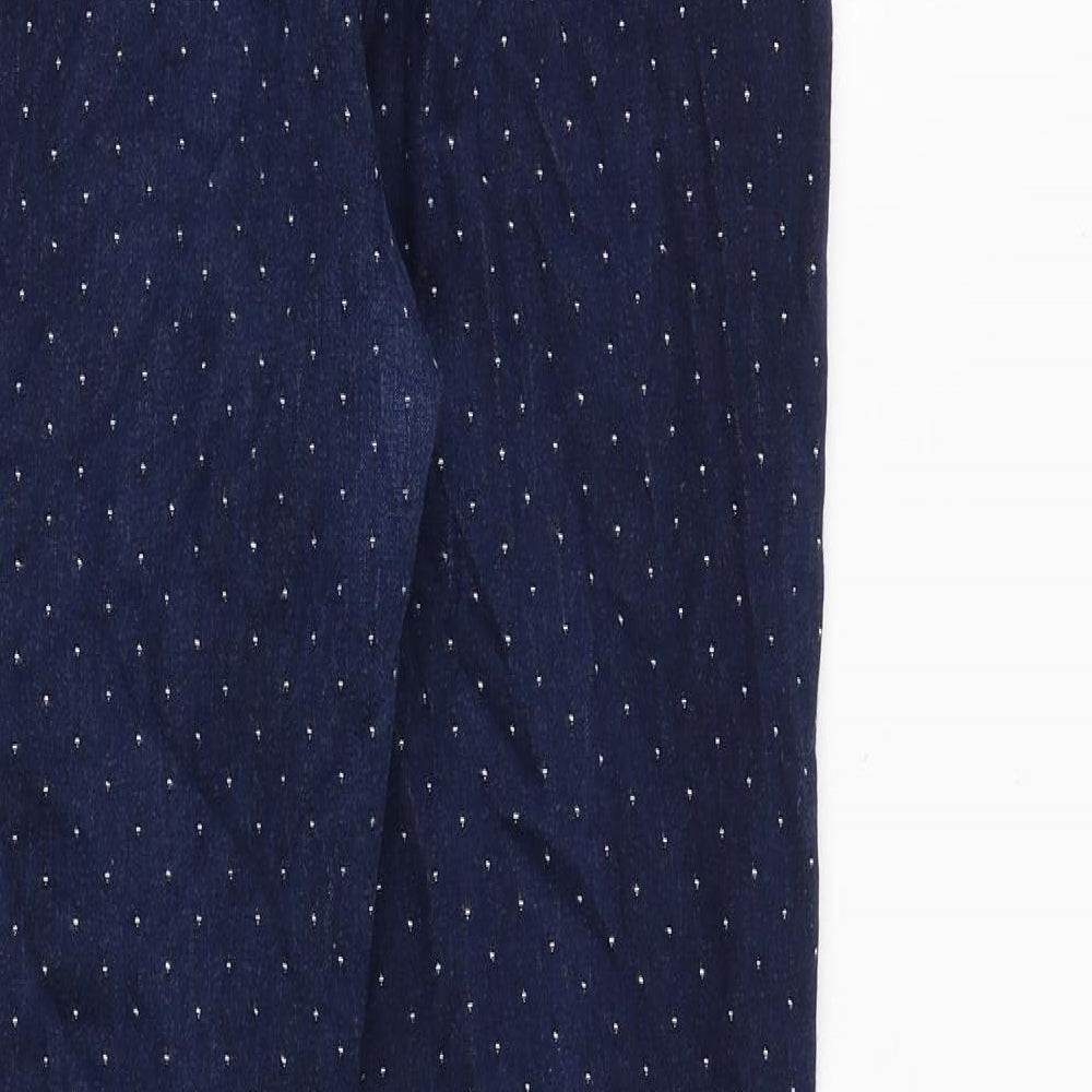 Marks and Spencer Womens Blue Geometric Cotton Skinny Jeans Size 12 Regular Zip