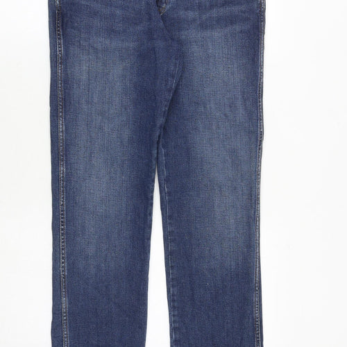 Wrangler Mens Blue Cotton Straight Jeans Size 30 in Regular Zip