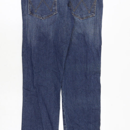 Wrangler Mens Blue Cotton Straight Jeans Size 30 in Regular Zip