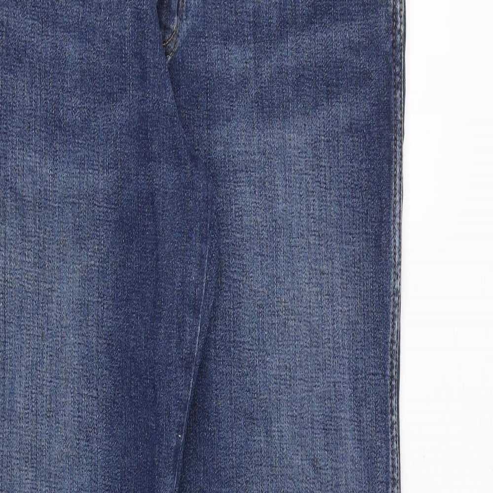 Wrangler Mens Blue Cotton Straight Jeans Size 30 in Regular Zip
