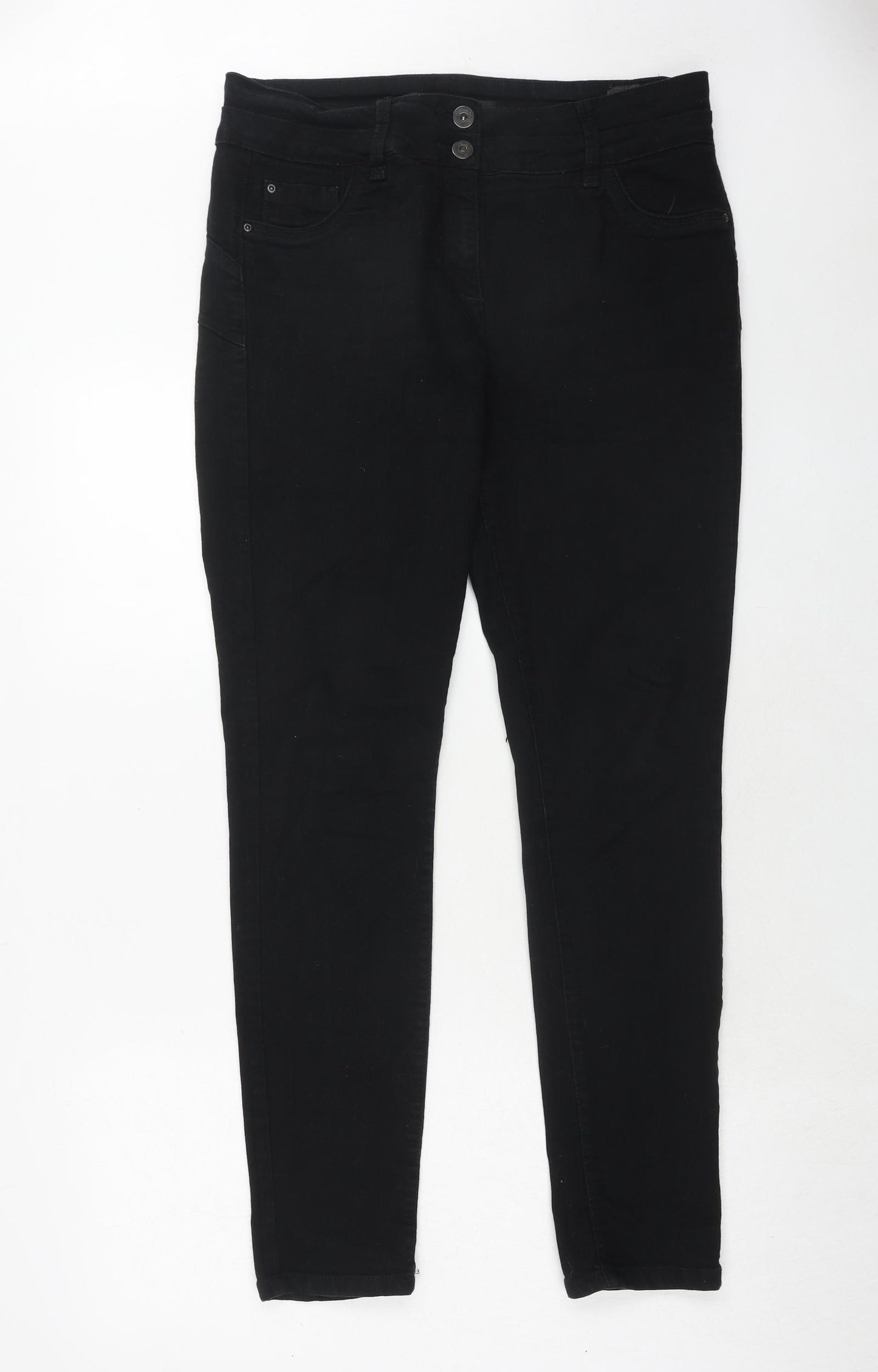 NEXT Womens Black Cotton Skinny Jeans Size 14 Regular Zip