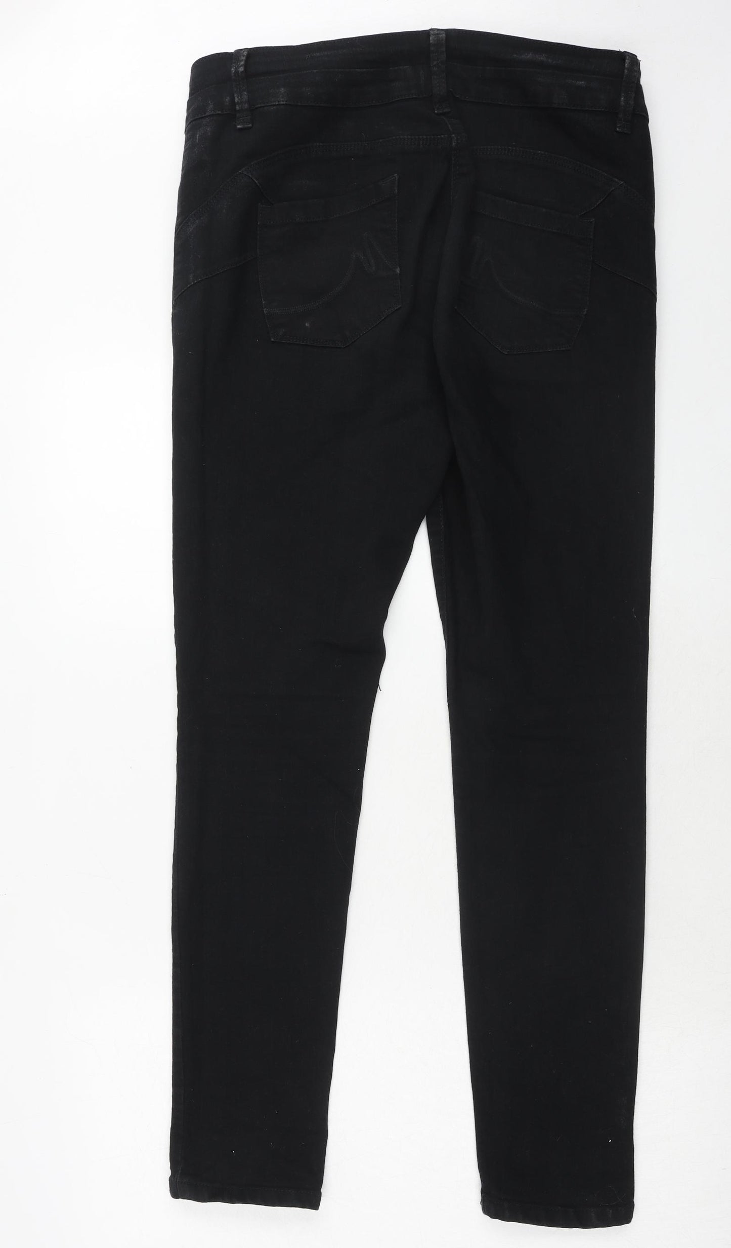 NEXT Womens Black Cotton Skinny Jeans Size 14 Regular Zip