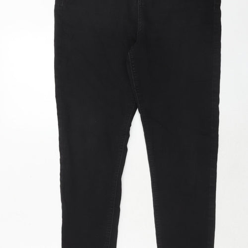 Marks and Spencer Womens Black Cotton Skinny Jeans Size 14 Regular Zip