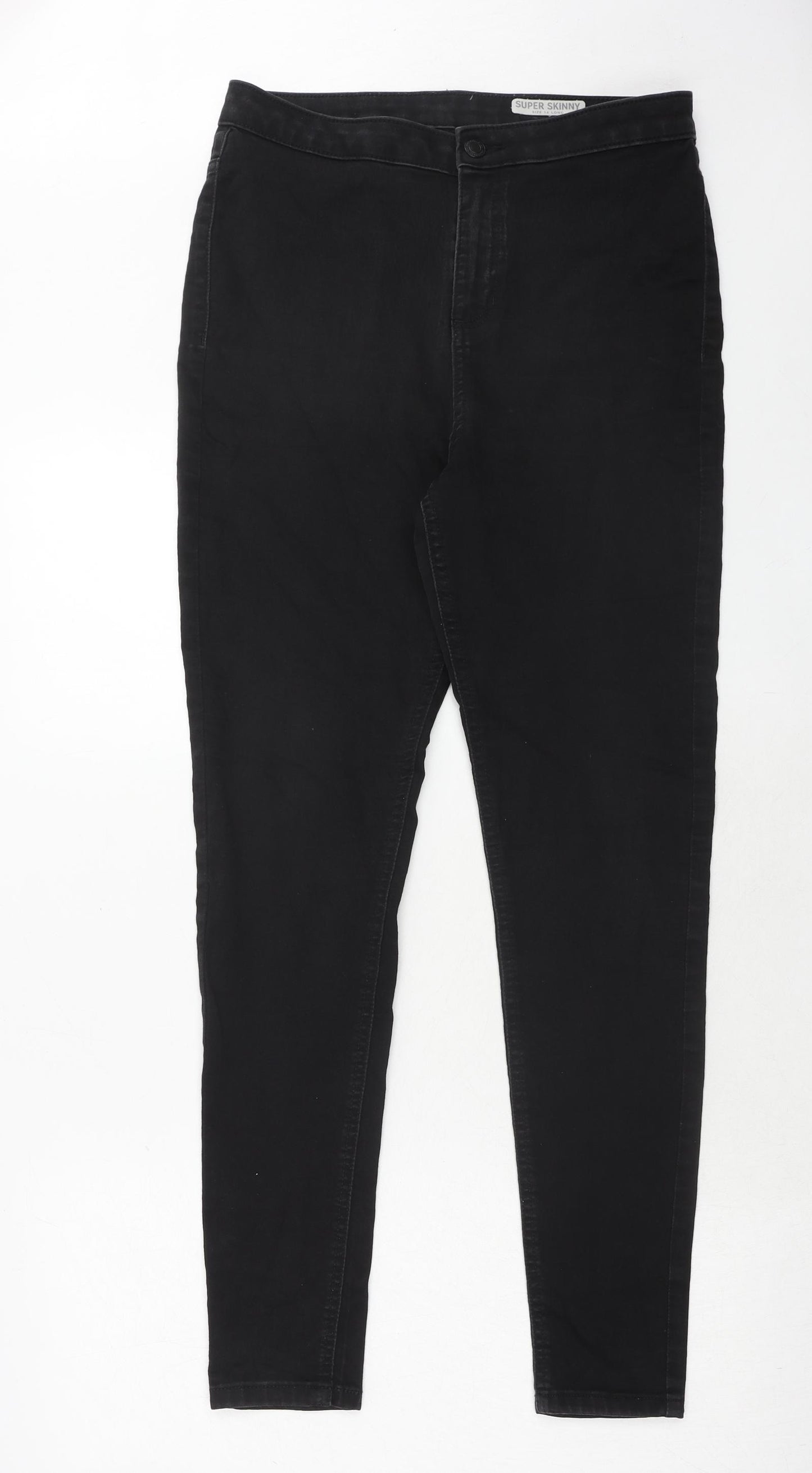 Marks and Spencer Womens Black Cotton Skinny Jeans Size 14 Regular Zip