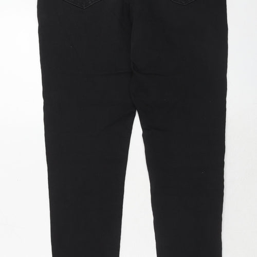 Marks and Spencer Womens Black Cotton Skinny Jeans Size 14 Regular Zip