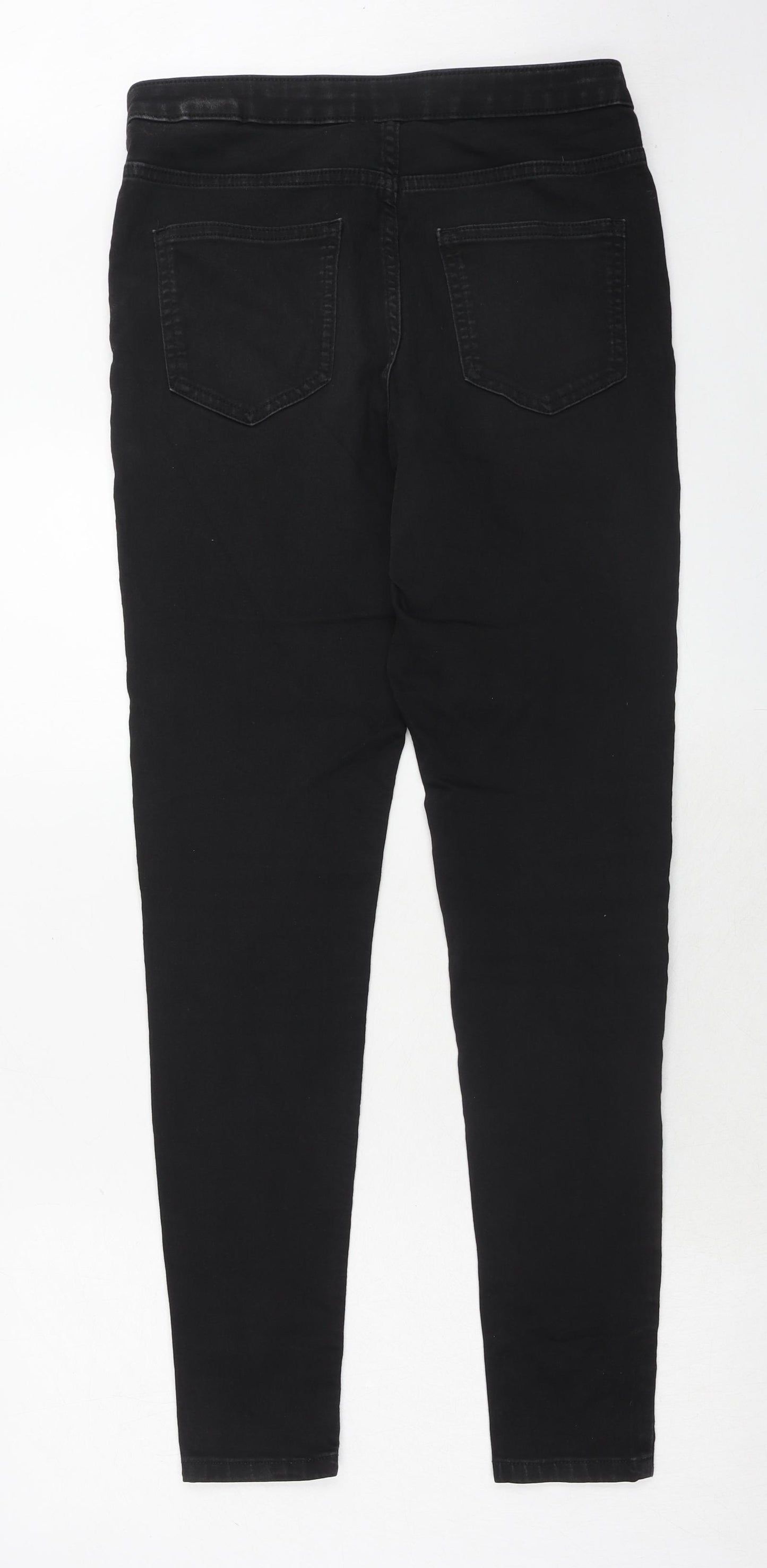 Marks and Spencer Womens Black Cotton Skinny Jeans Size 14 Regular Zip