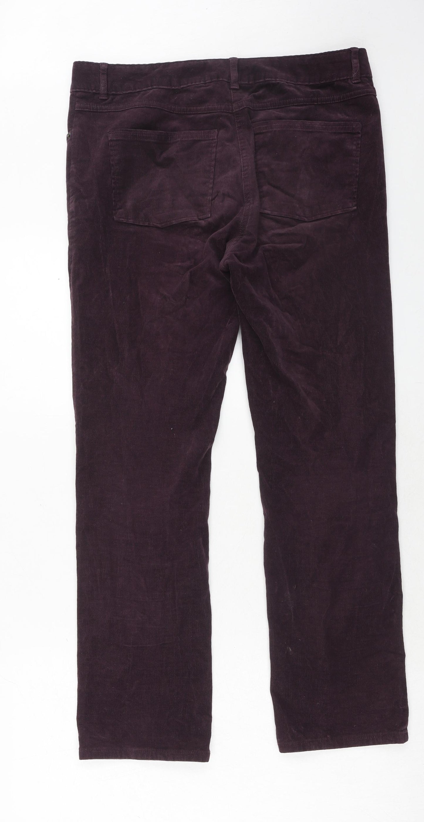 Marks and Spencer Womens Purple Cotton Trousers Size 12 Regular Zip