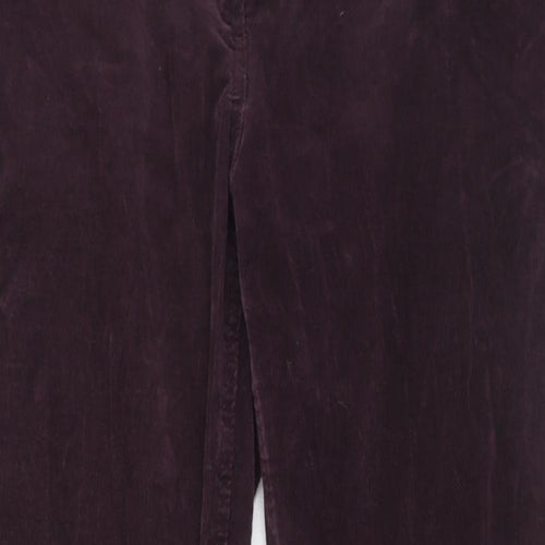 Marks and Spencer Womens Purple Cotton Trousers Size 12 Regular Zip