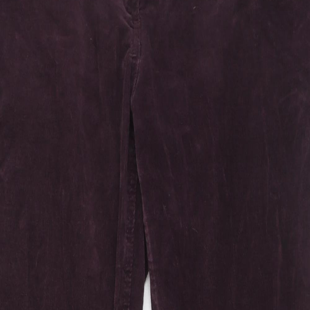 Marks and Spencer Womens Purple Cotton Trousers Size 12 Regular Zip