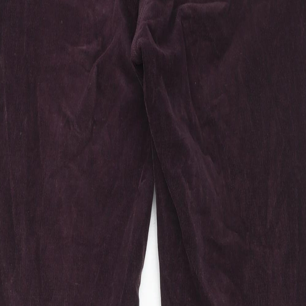 Marks and Spencer Womens Purple Cotton Trousers Size 12 Regular Zip