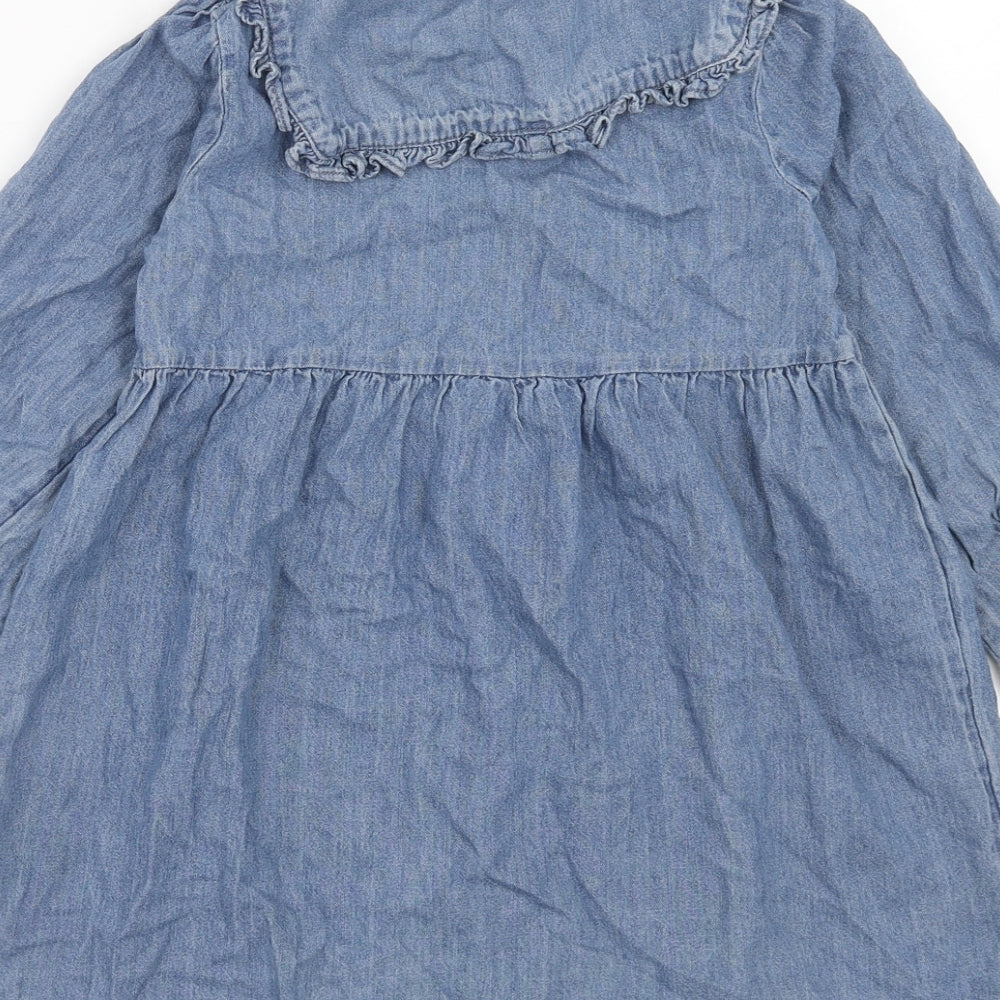 NEXT Girls Blue Cotton A-Line Size 8 Years Collared Button