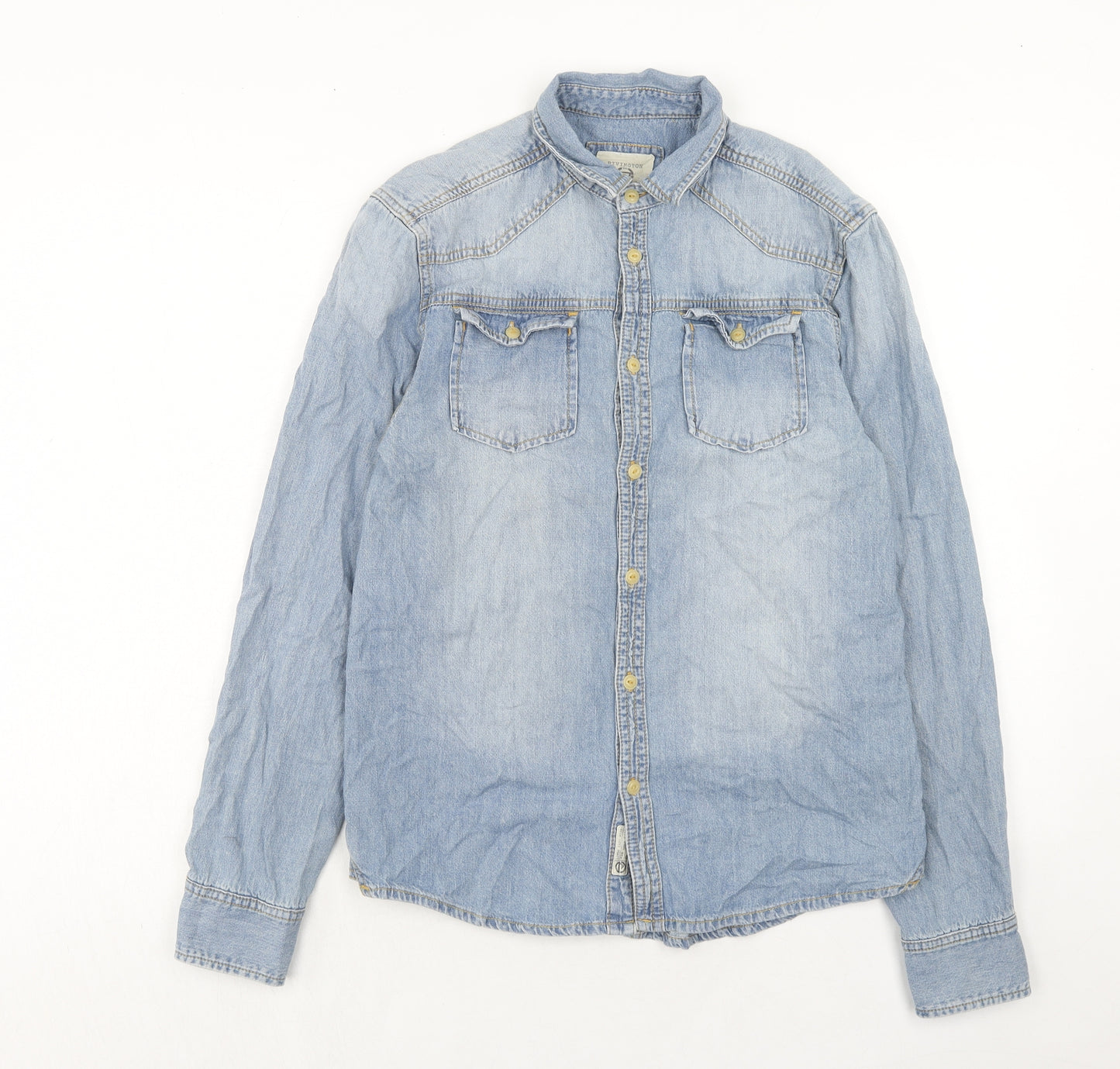 Rivington Mens Blue Cotton Button-Up Size M Collared Button