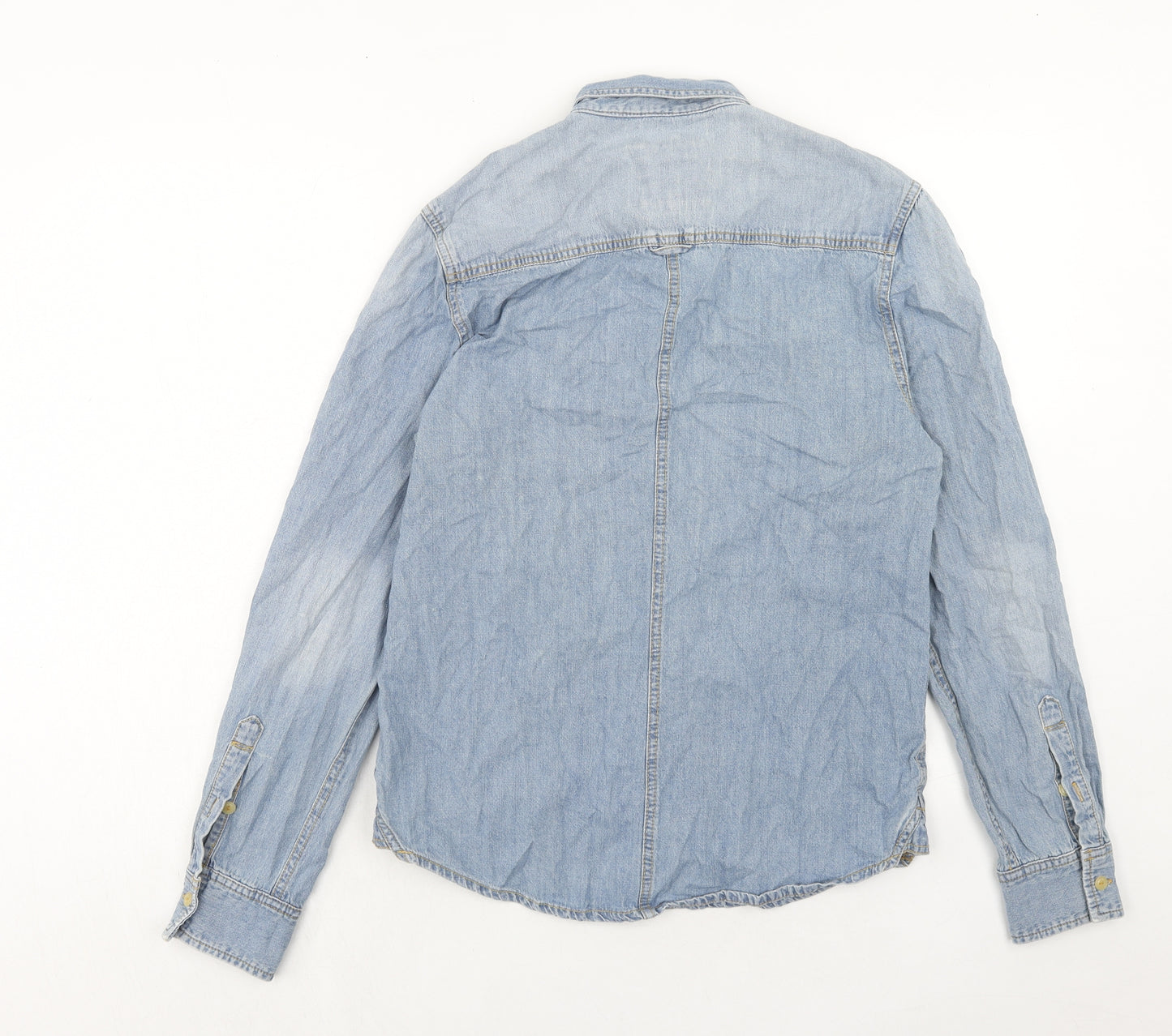 Rivington Mens Blue Cotton Button-Up Size M Collared Button