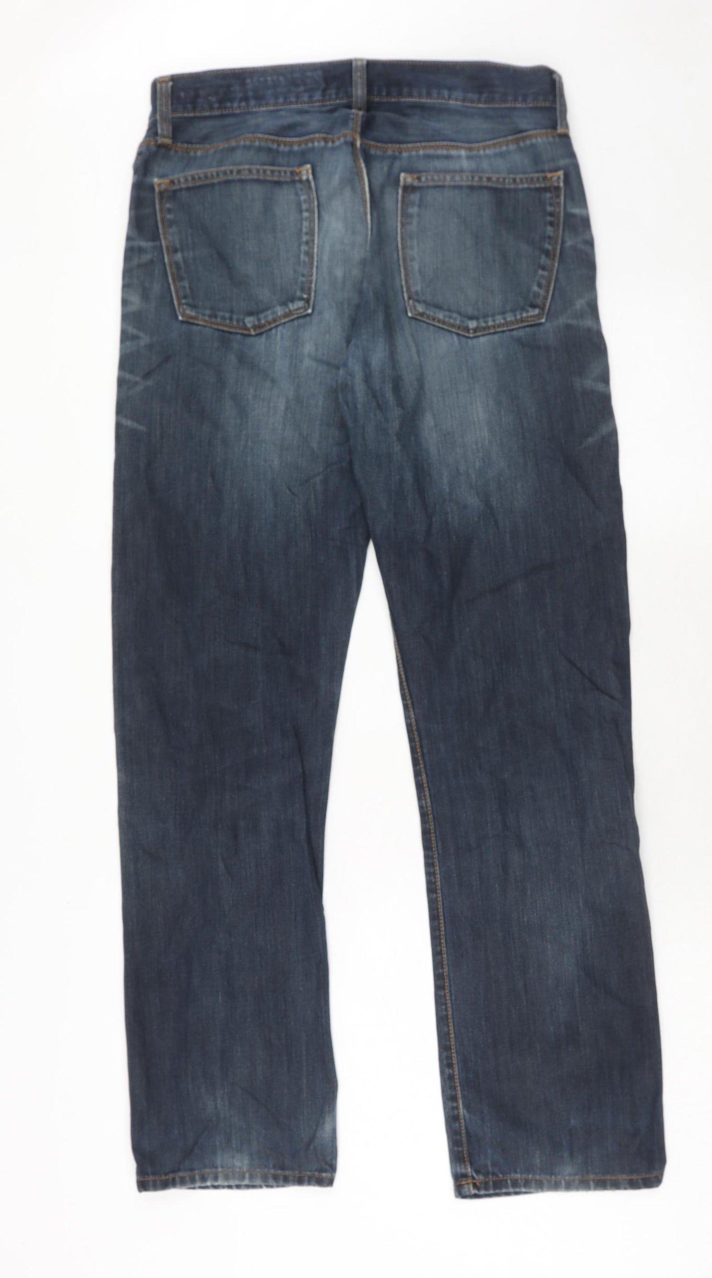 Gap Mens Blue Cotton Straight Jeans Size 32 in L34 in Regular Zip