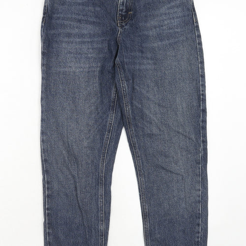 Topshop Womens Blue Cotton Mom Jeans Size 26 in L30 in Regular Zip