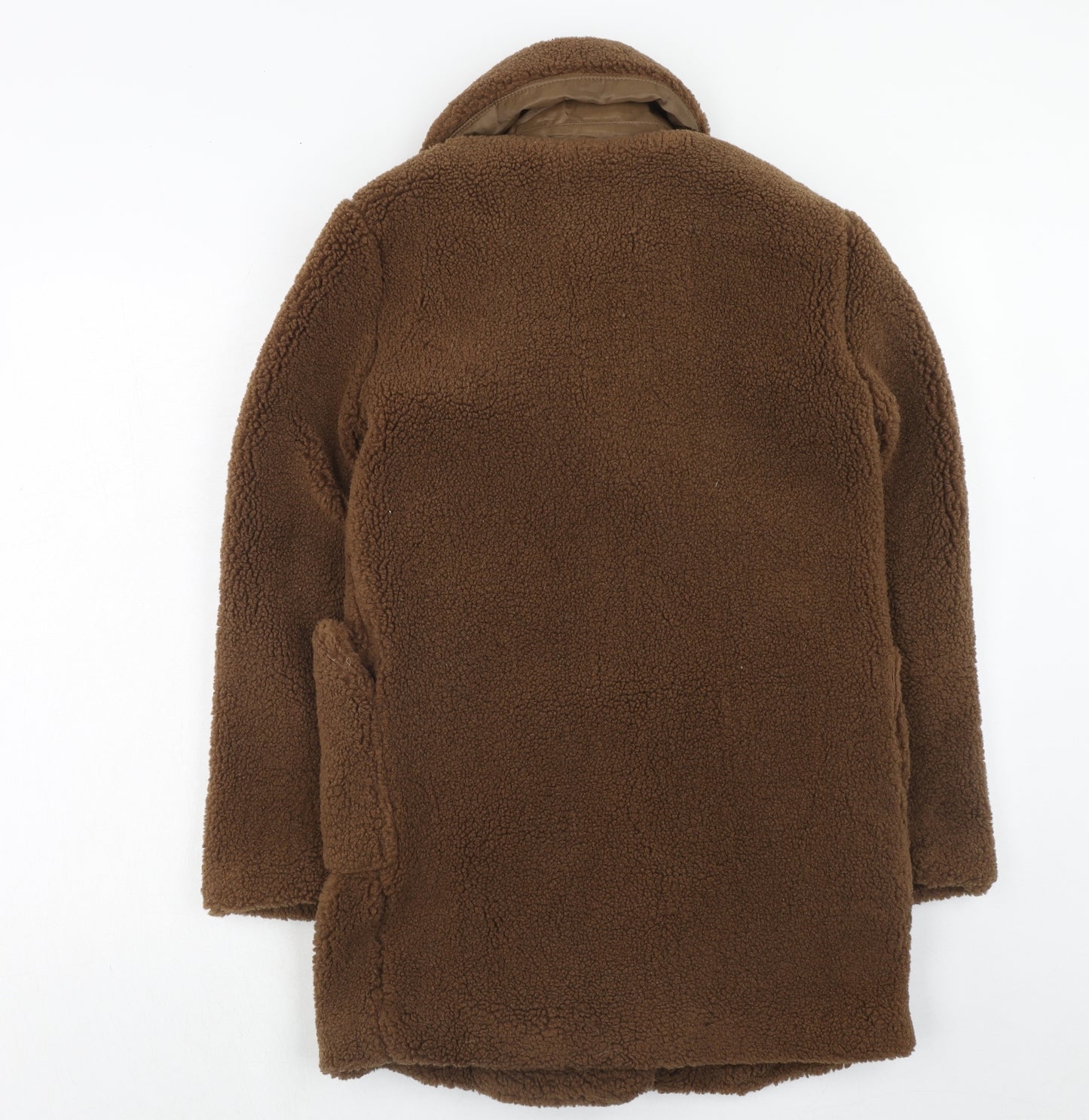 New Look Womens Brown Jacket Size 6 Button - Teddy Bear Style