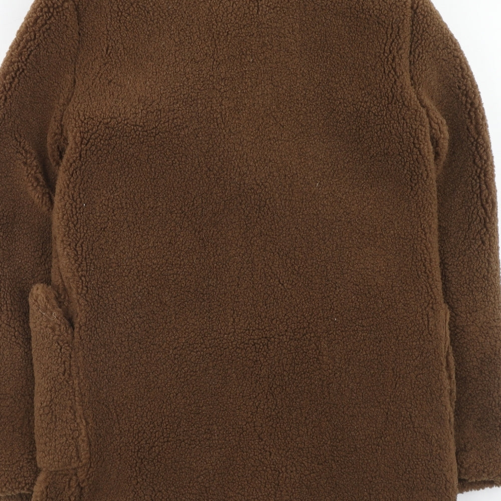 New Look Womens Brown Jacket Size 6 Button - Teddy Bear Style