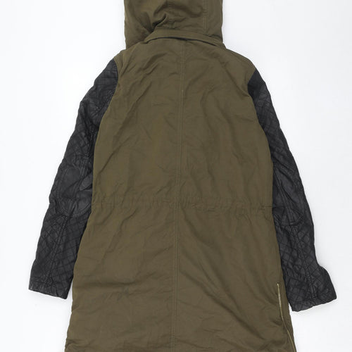 Zara Womens Green Parka Coat Size XS Zip