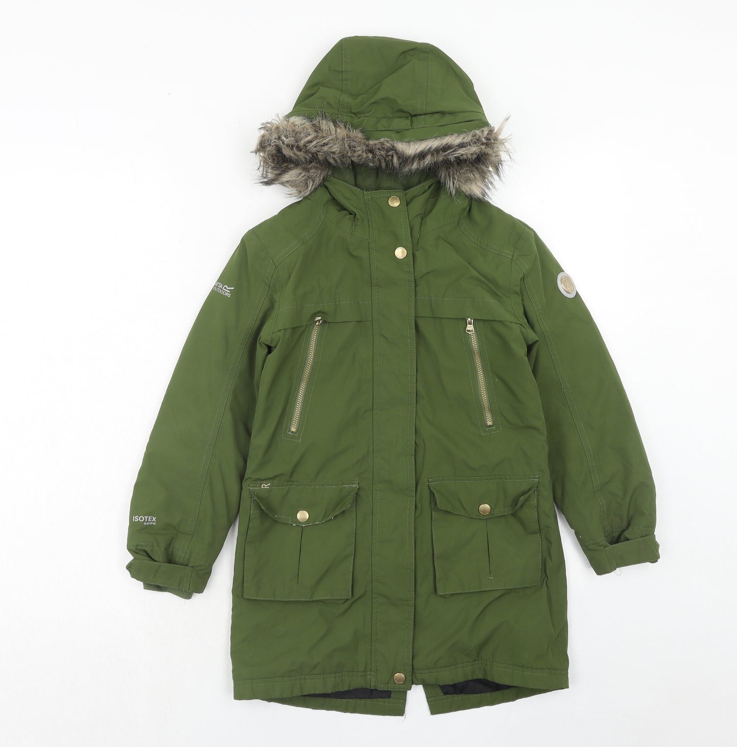 Regatta Boys Green Parka Coat Size 7-8 Years Zip