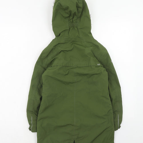 Regatta Boys Green Parka Coat Size 7-8 Years Zip