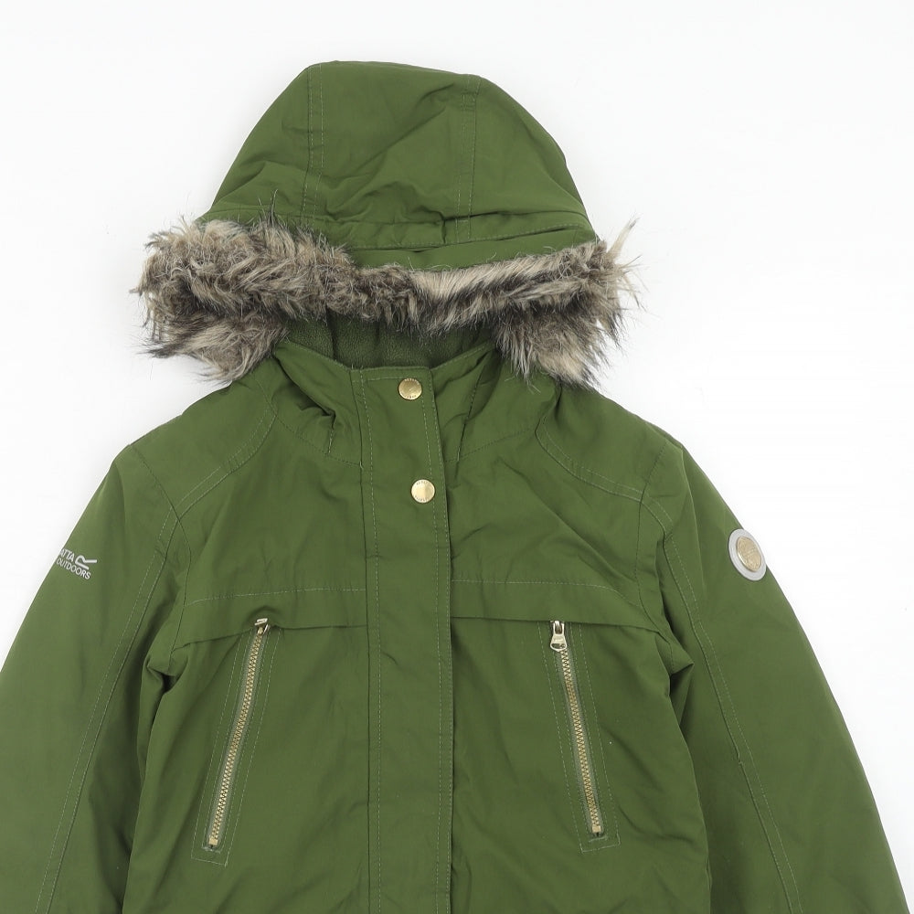 Regatta Boys Green Parka Coat Size 7-8 Years Zip