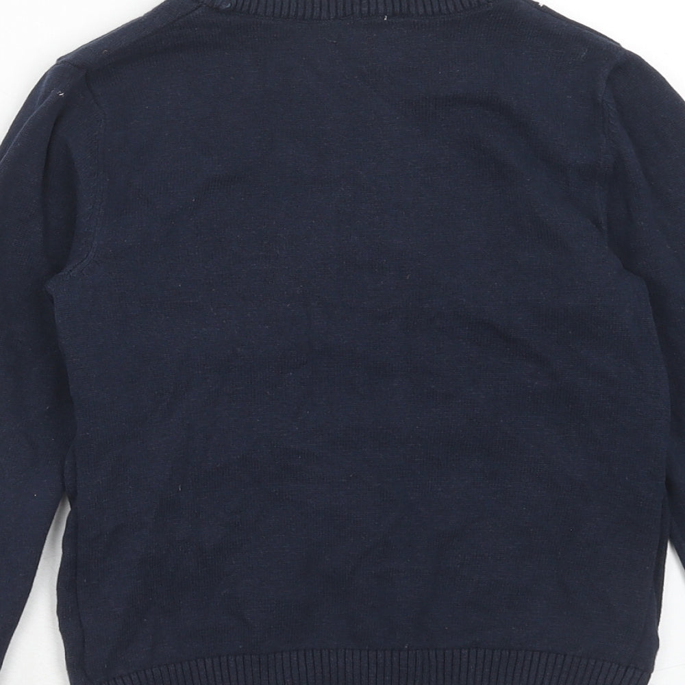 M&Co Boys Blue Round Neck Cotton Pullover Jumper Size 5-6 Years Pullover - Santa Claus Rocket Christmas