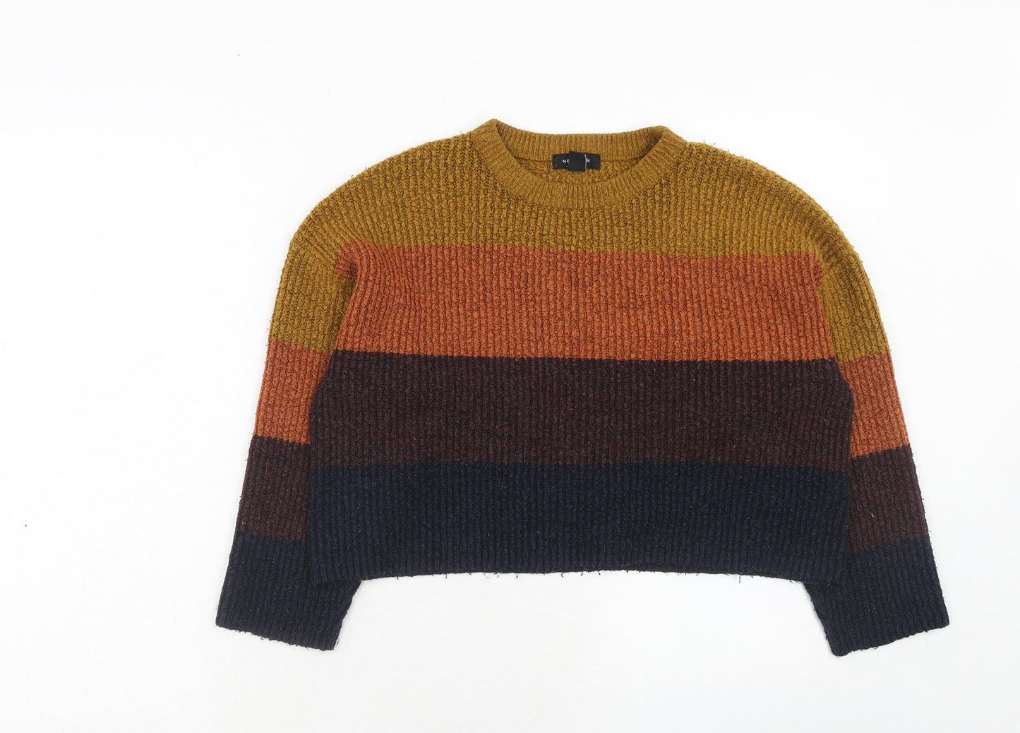 New Look Womens Multicoloured Round Neck Striped Acrylic Pullover Jumper Size M
