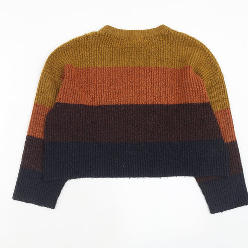 New Look Womens Multicoloured Round Neck Striped Acrylic Pullover Jumper Size M