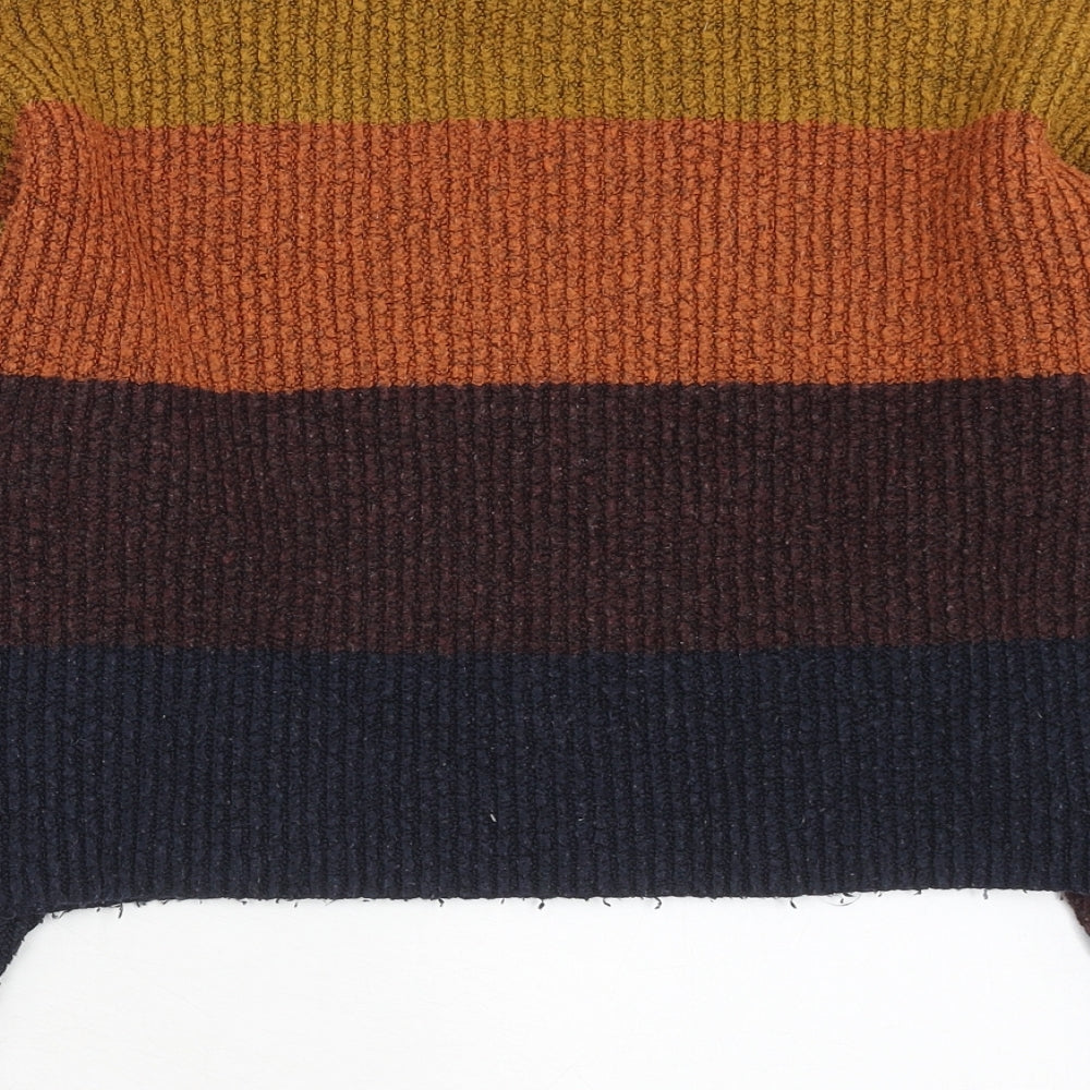 New Look Womens Multicoloured Round Neck Striped Acrylic Pullover Jumper Size M