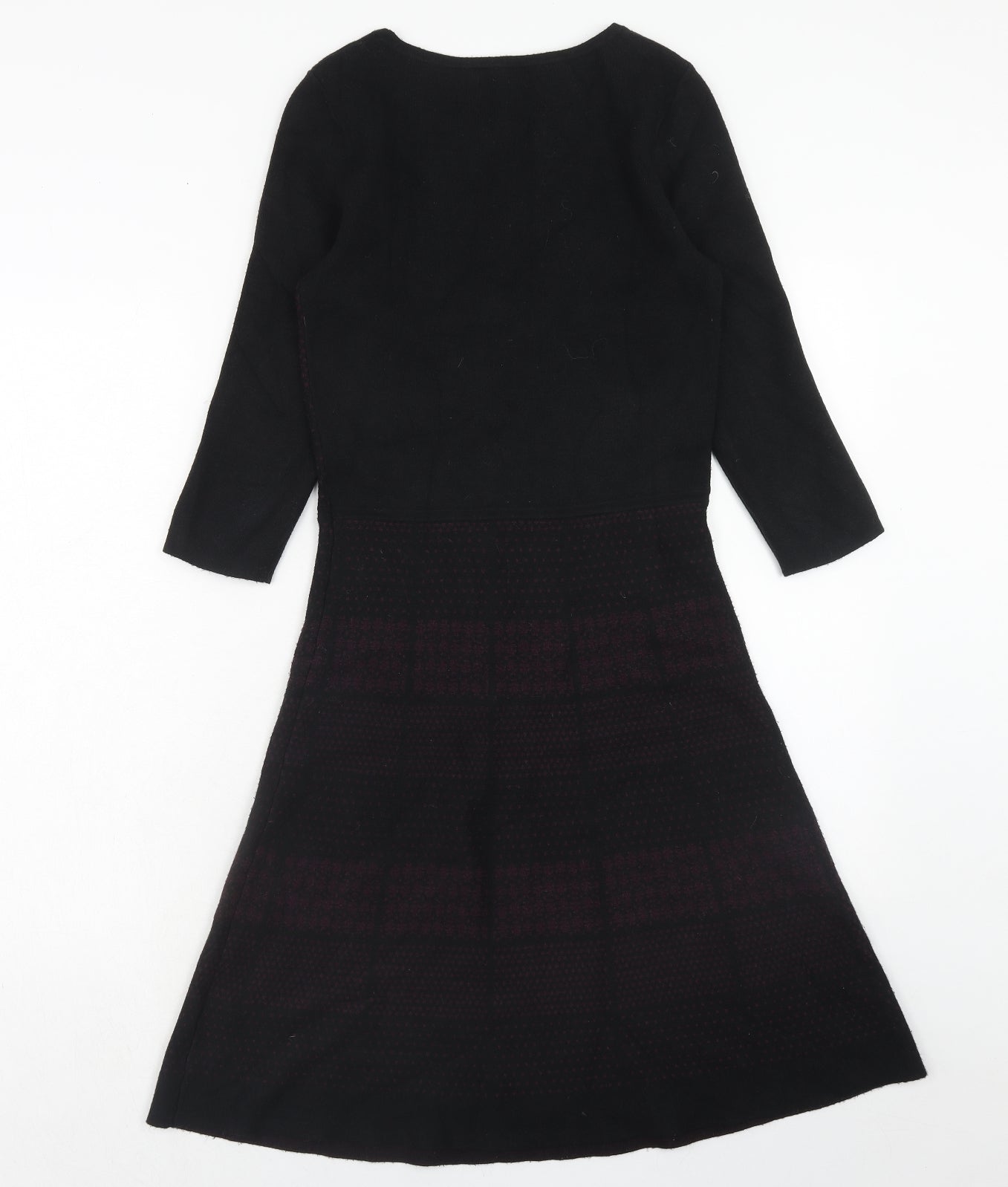 Monsoon Womens Black Geometric Polyester Jumper Dress Size 8 Round Neck Pullover