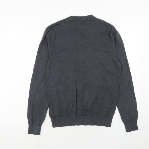 Marks and Spencer Mens Grey Round Neck Cotton Pullover Jumper Size S Long Sleeve - Bear