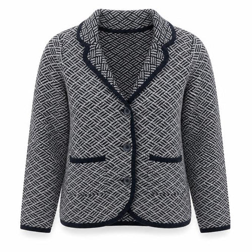 Ellen Tracy Womens Blue Collared Geometric Acrylic Cardigan Jumper Size S