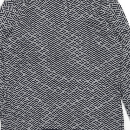 Ellen Tracy Womens Blue Collared Geometric Acrylic Cardigan Jumper Size S