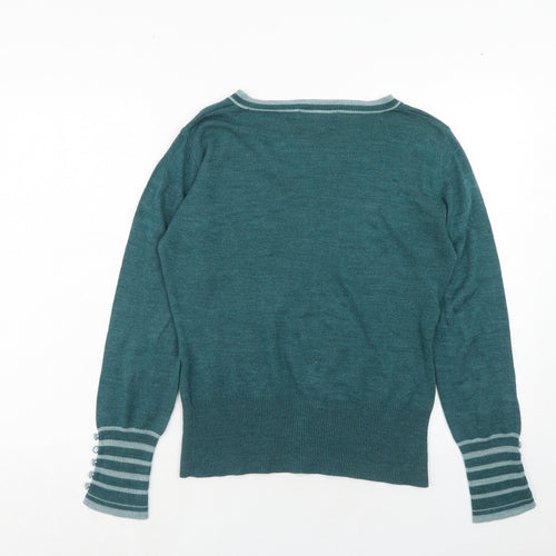 Autonomy Womens Blue V-Neck Acrylic Pullover Jumper Size 10