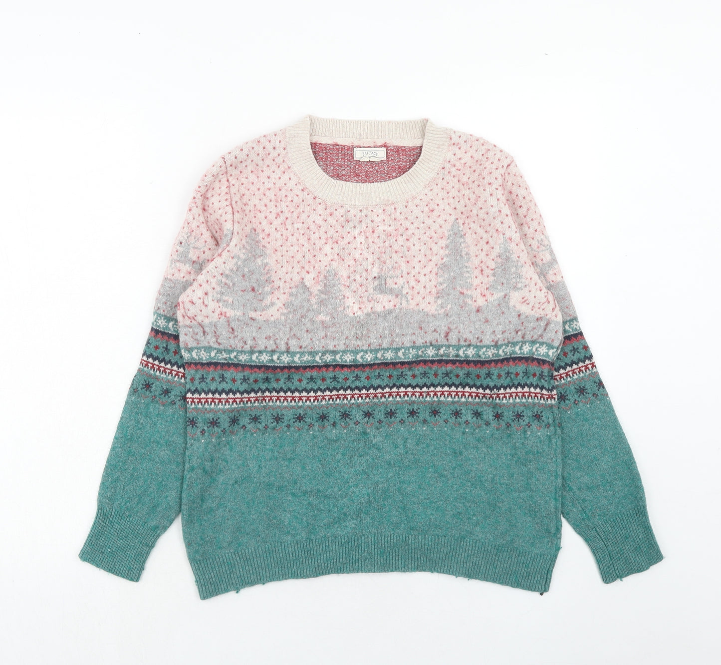 Fat Face Womens Multicoloured Round Neck Geometric Cotton Pullover Jumper Size 10