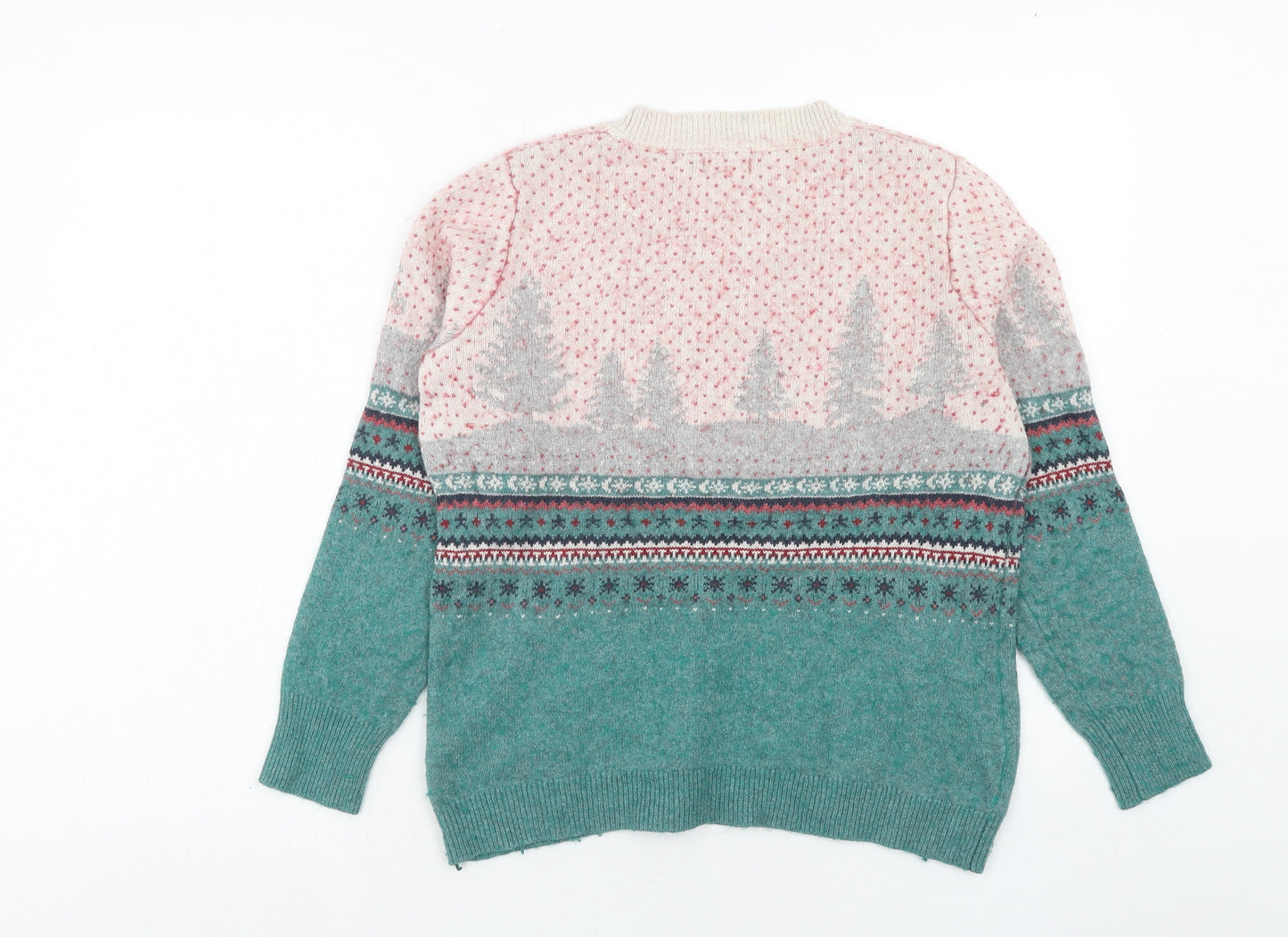 Fat Face Womens Multicoloured Round Neck Geometric Cotton Pullover Jumper Size 10