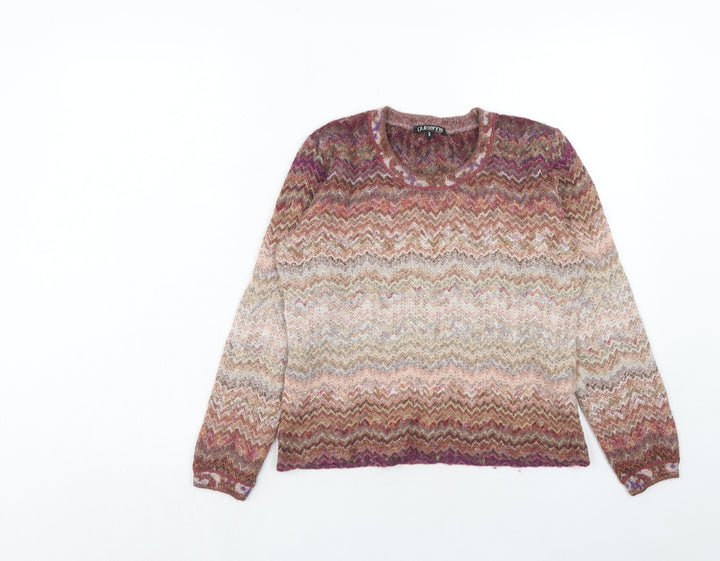 Giuliaenne Womens Multicoloured Round Neck Geometric Acrylic Pullover Jumper Size S