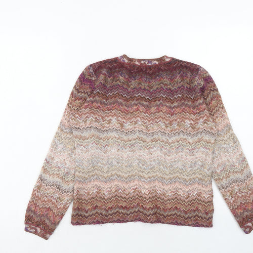 Giuliaenne Womens Multicoloured Round Neck Geometric Acrylic Pullover Jumper Size S