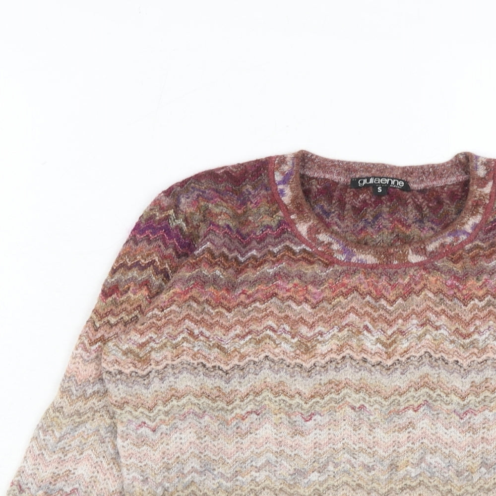 Giuliaenne Womens Multicoloured Round Neck Geometric Acrylic Pullover Jumper Size S